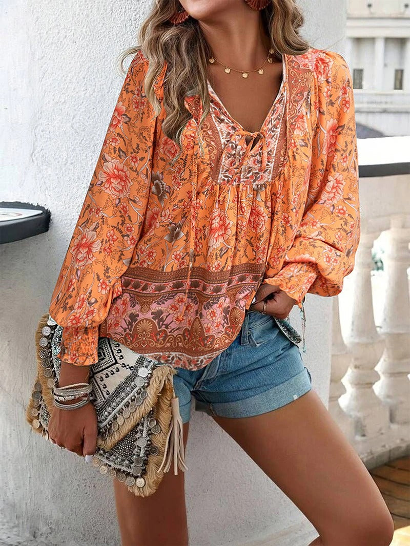 Clara | Floral Peasant Blouse
