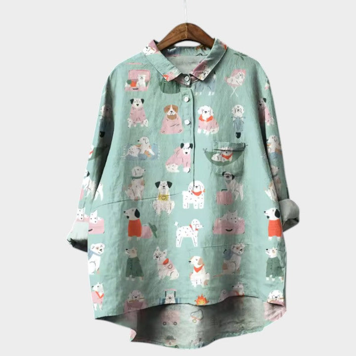 Clara | Stylish Dog Motif Blouse