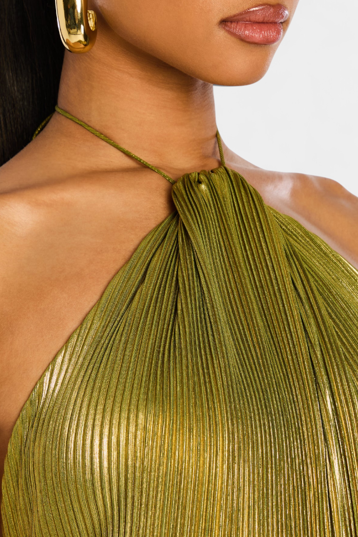 Megan | Metallic Open Back Dress