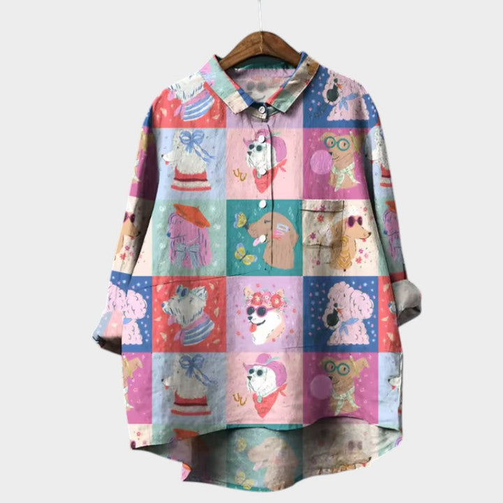 Clara | Stylish Dog Motif Blouse