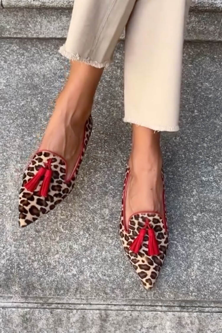 Lily | Elegant Red Tassel Loafers