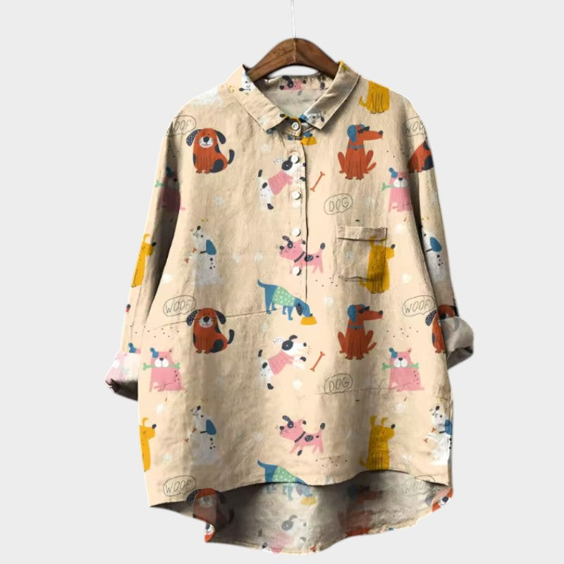 Clara | Stylish Dog Motif Blouse