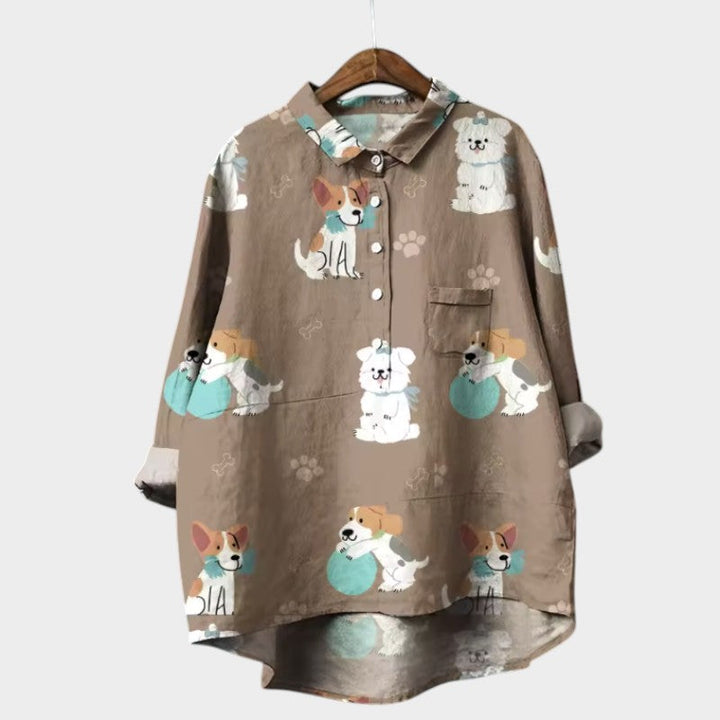 Clara | Stylish Dog Motif Blouse