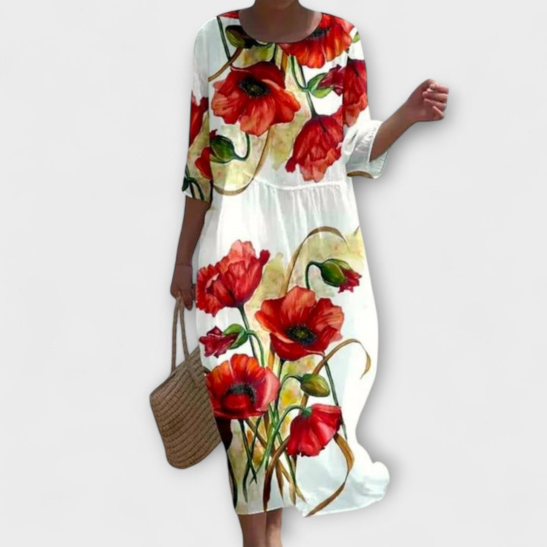 Clara | Elegant Floral Midi Dress