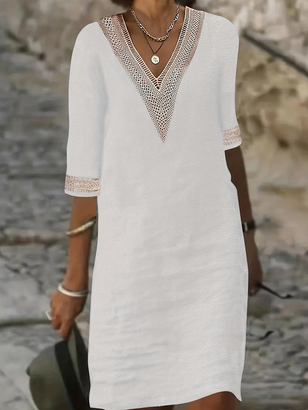 Clara | Lace Neckline Dress