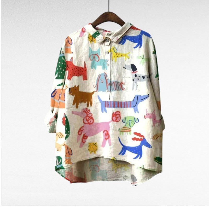 Clara | Unique Dog Pattern Blouse
