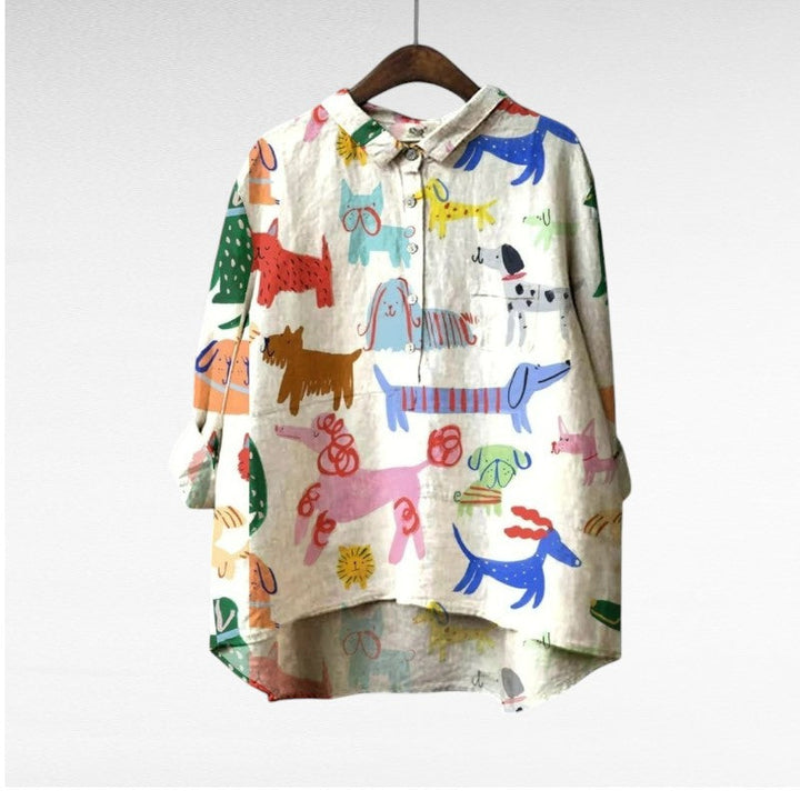 Clara | Unique Dog Pattern Blouse