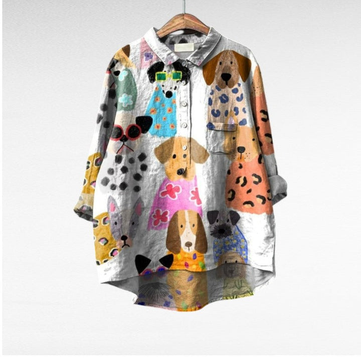 Clara | Unique Dog Pattern Blouse
