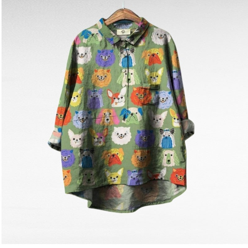 Clara | Unique Dog Pattern Blouse