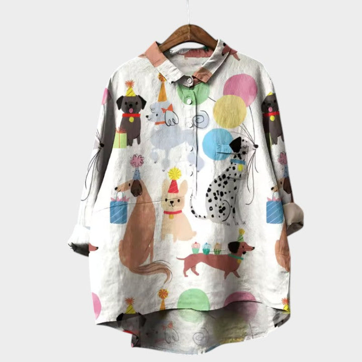 Clara | Stylish Dog Motif Blouse