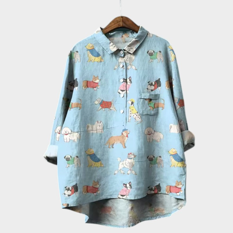 Clara | Stylish Dog Motif Blouse