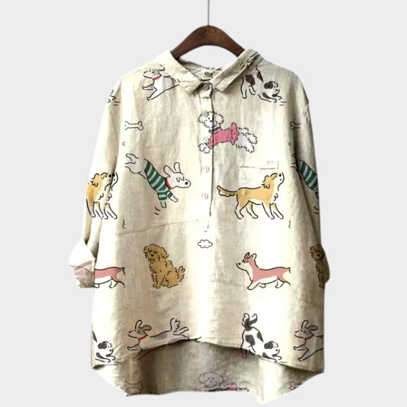 Clara | Stylish Dog Motif Blouse