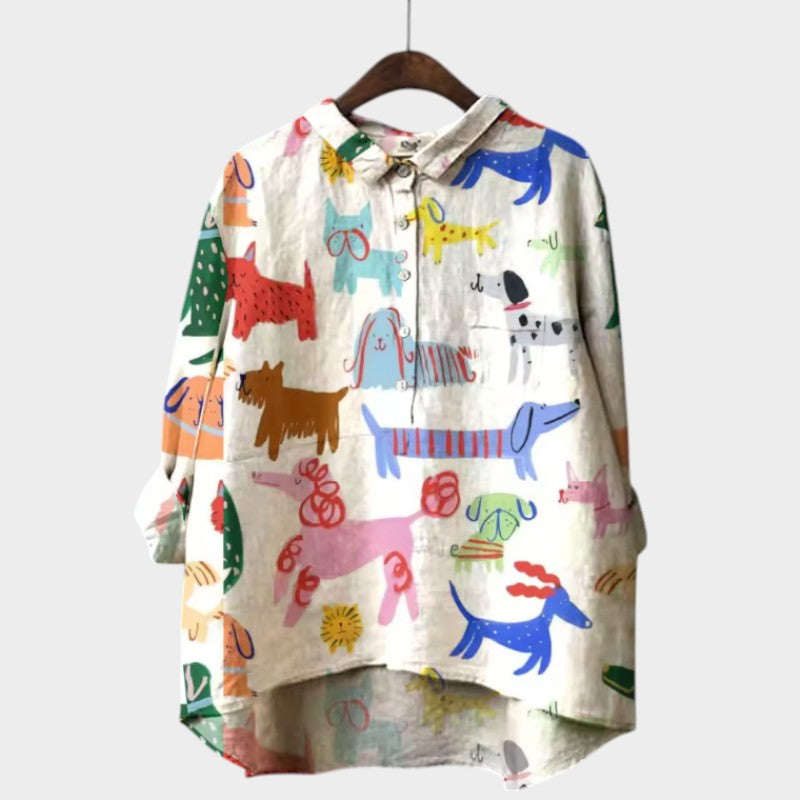 Clara | Stylish Dog Motif Blouse