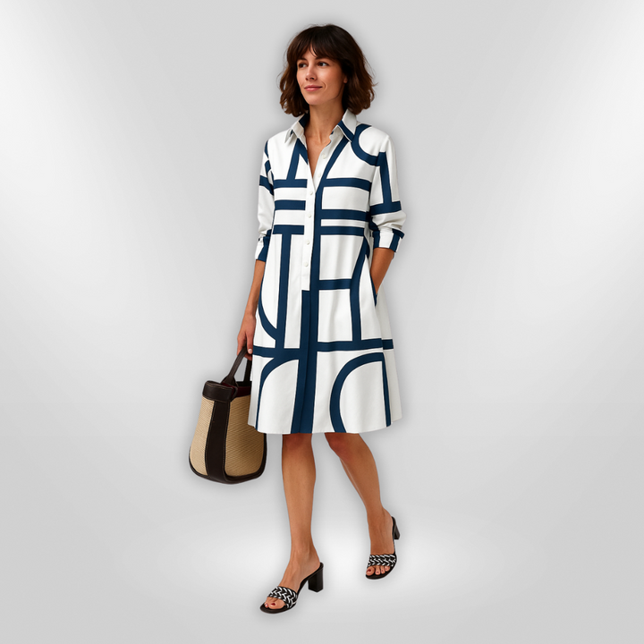 Megan | Geometric Midi Dress