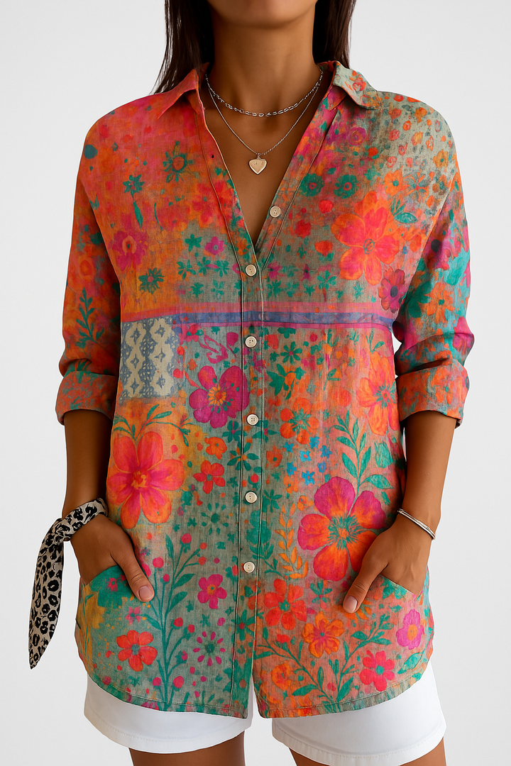 Clara | Vibrant Patchwork Blouse