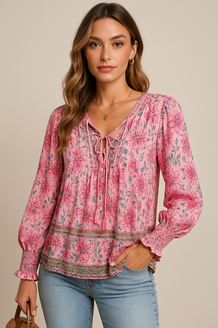 Clara | Floral Peasant Blouse