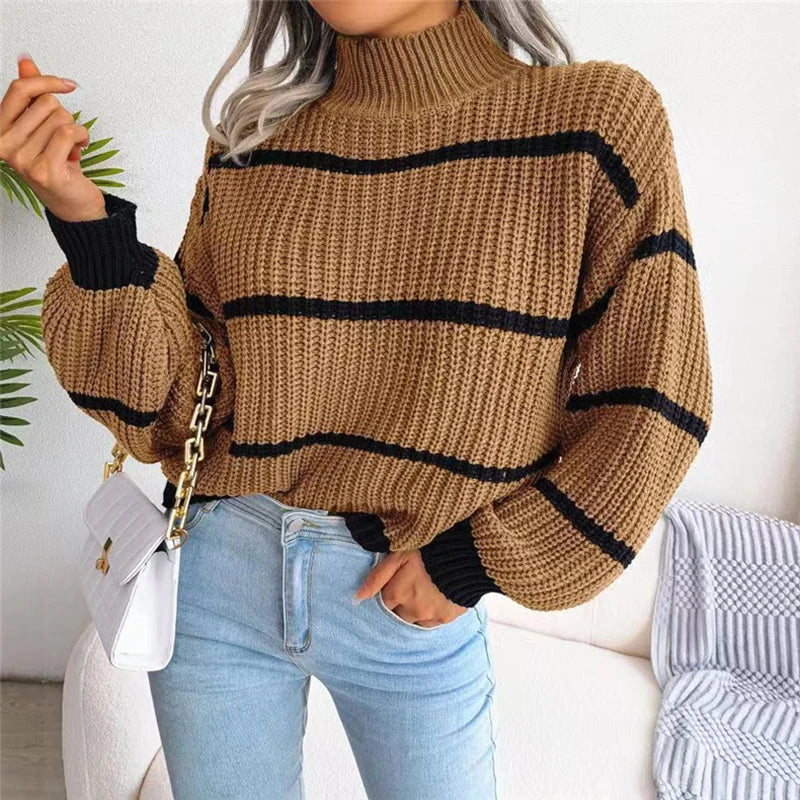 Lily | Cozy Striped Turtleneck