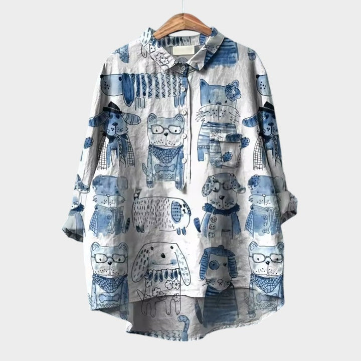 Clara | Stylish Dog Motif Blouse