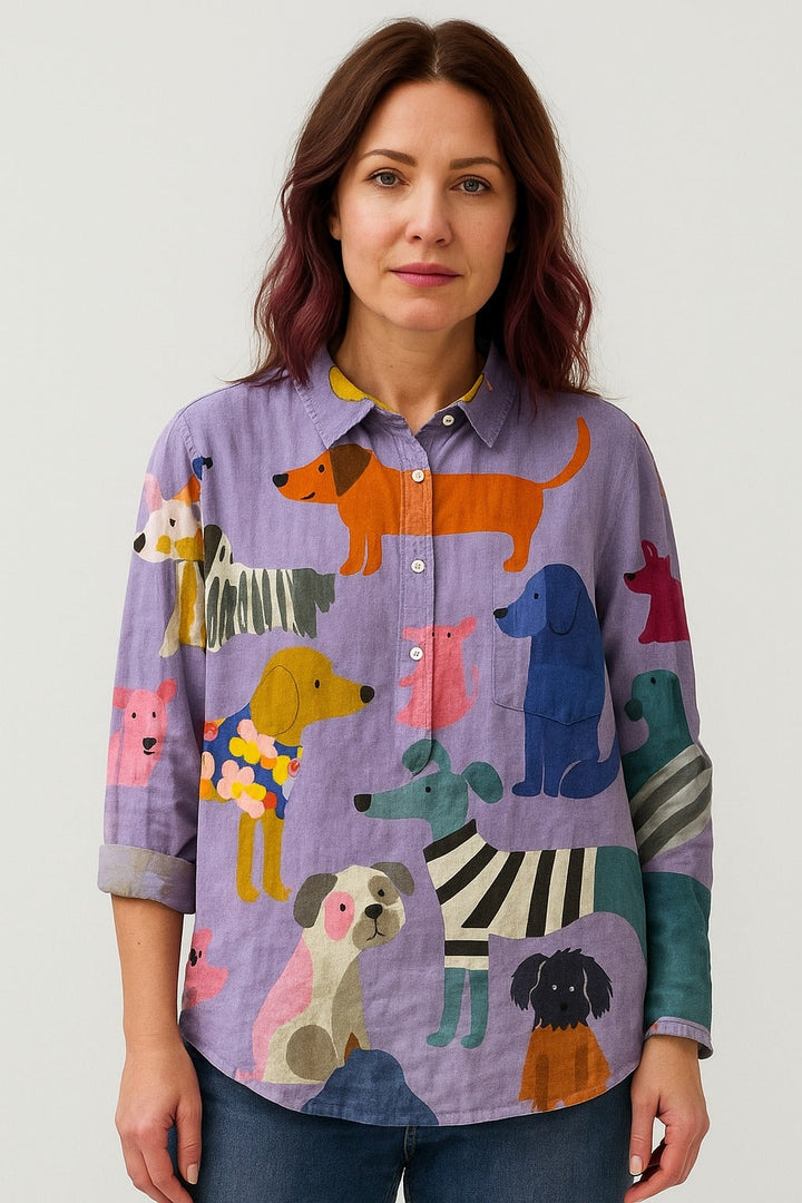 Clara | Unique Dog Pattern Blouse