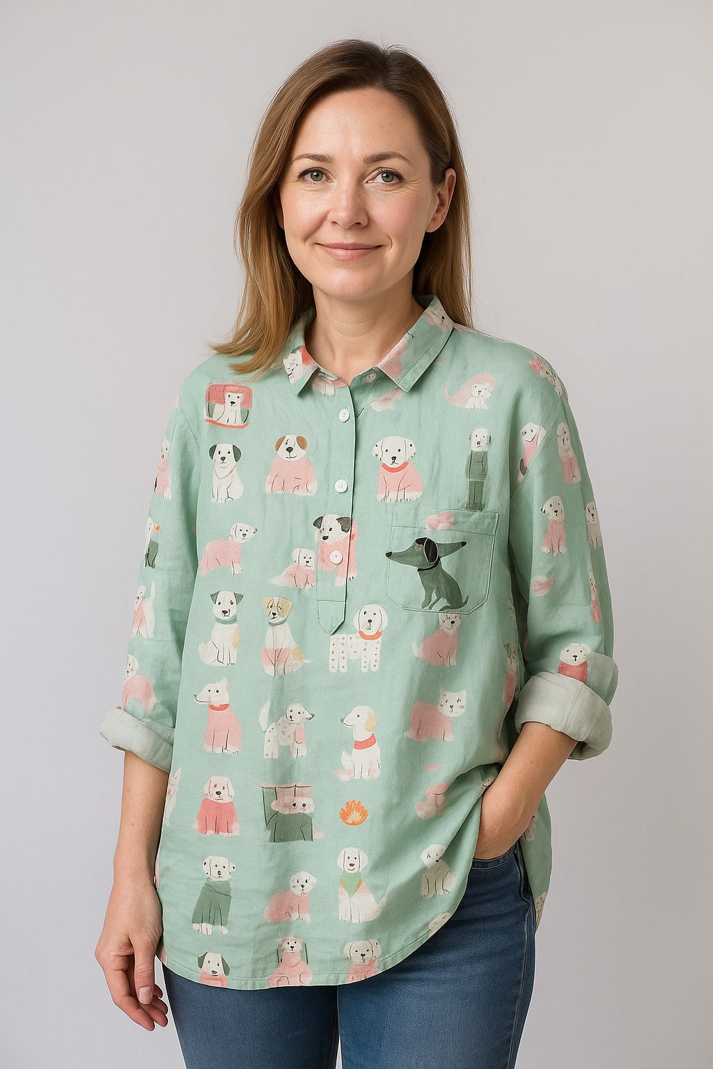 Clara | Stylish Dog Motif Blouse