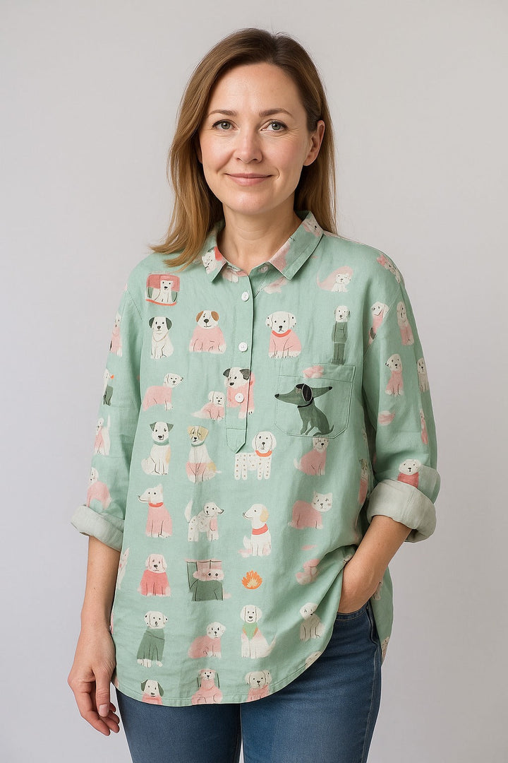 Clara | Stylish Dog Motif Blouse