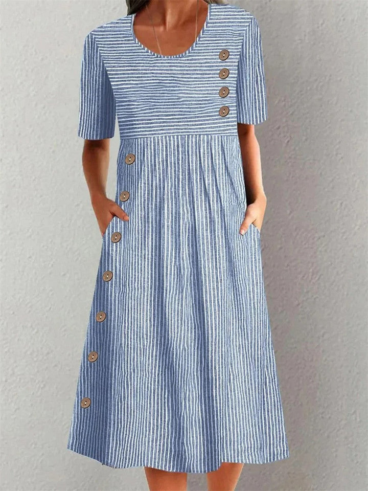 Sophie | Striped Cotton Midi Dress