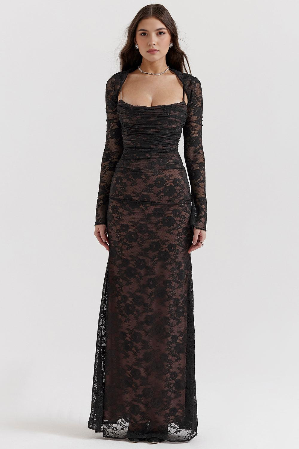 Clara | Elegant Black Lace Dress