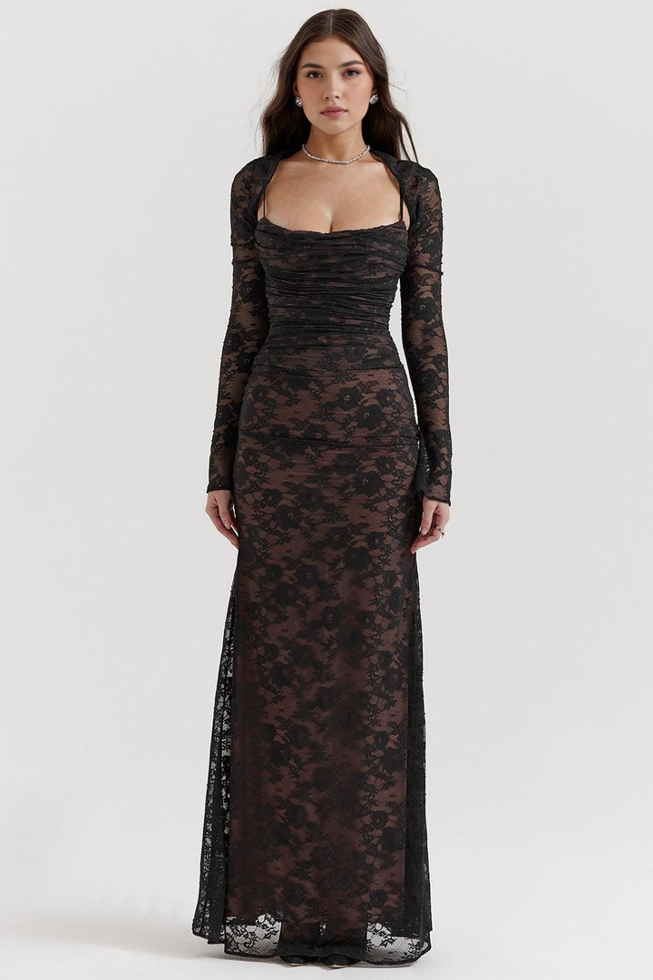 Clara | Elegant Black Lace Dress
