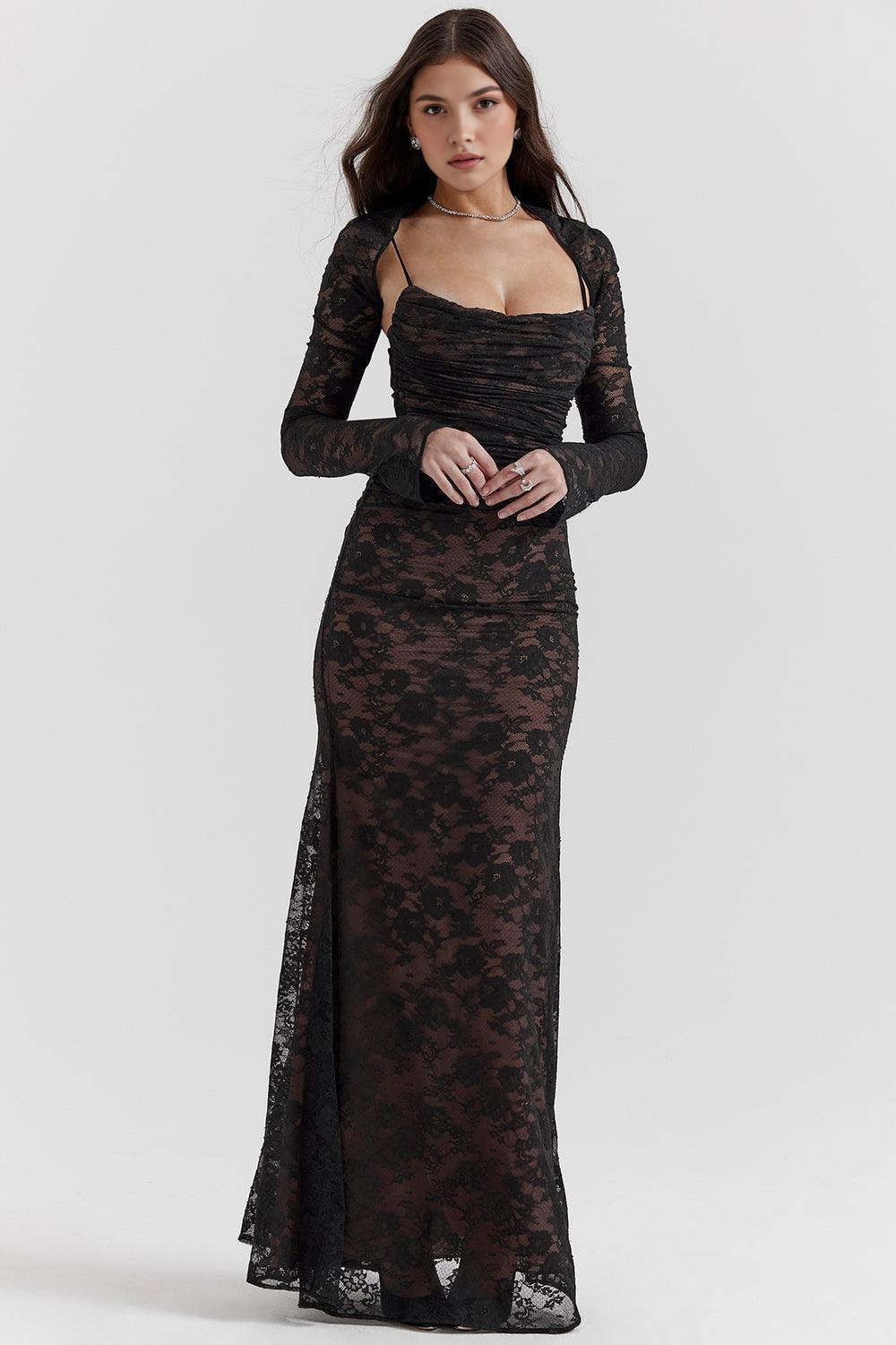 Clara | Elegant Black Lace Dress